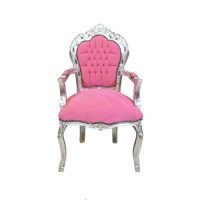 Armchair baroque pink and silver Ref ACH 001