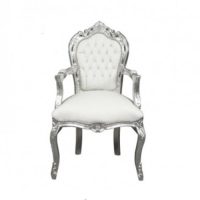 Armchair baroque-white and silver Ref ACH 002