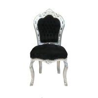 Baroque chair black velvet and wood silver Ref CH003