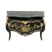 Commode baroque black and gold Ref BCD005-3