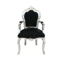 Baroque black and silver armchair Ref ACH 007