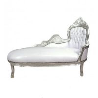 Chaise baroque-white and silver Ref CHL 005