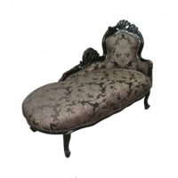 Chaise lounge in baroque black flowers Ref CHL 010